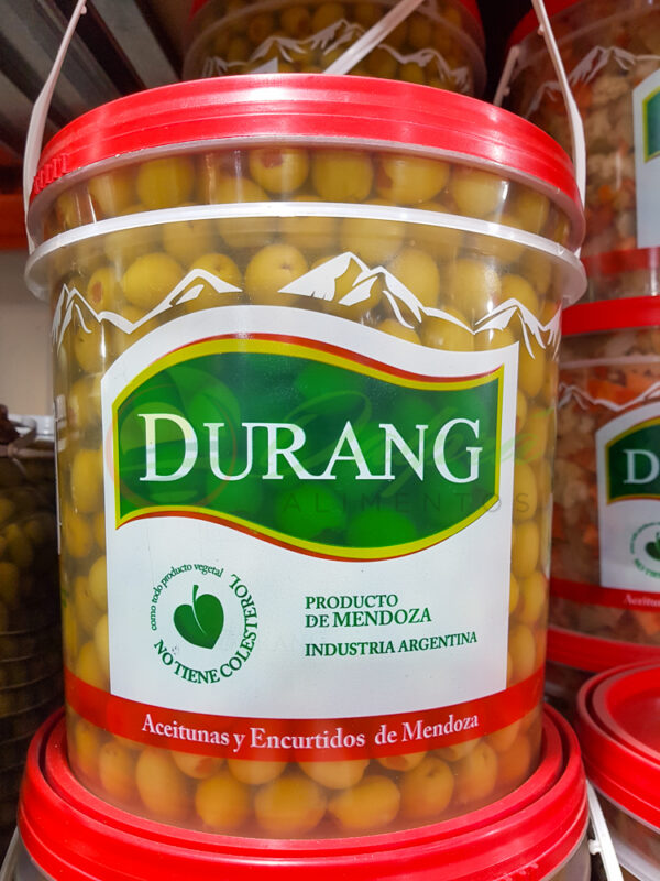 Aceitunas Verdes Rellenas con Pimiento Morrón en Salmuera en Balde Durang